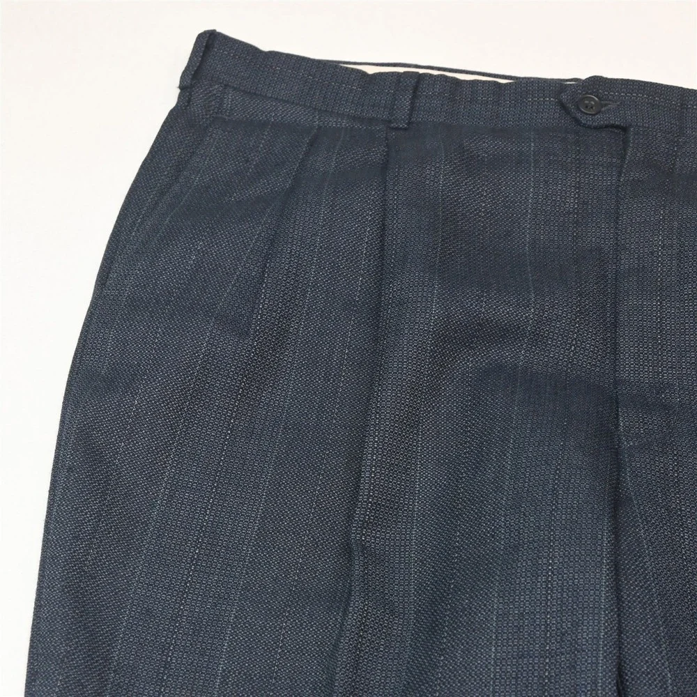 Vtg USA Made 48L 42x32 Blue Blanketweave Wool Mens Jacket Pants Suit